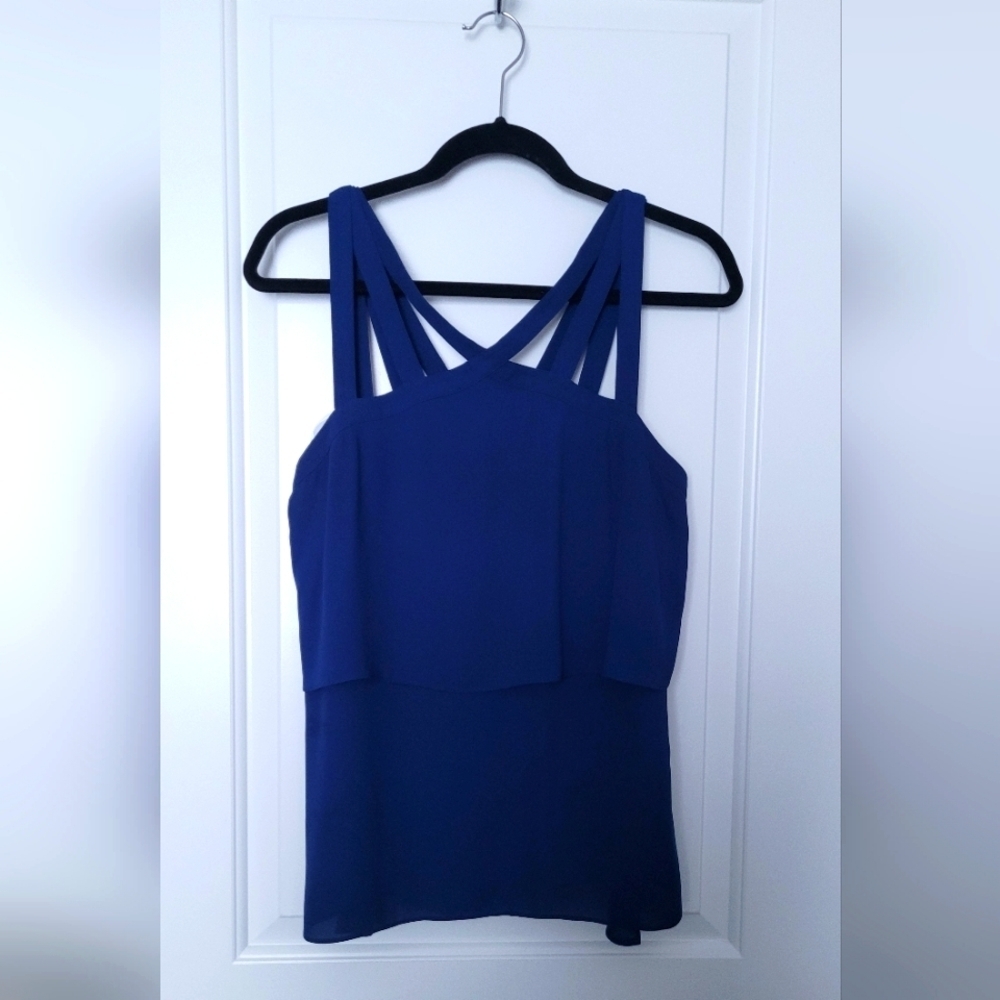 BCBGMAXAZRIA Women's Juliya Tiered Strappy Tank Top Blouse Purple Size Small